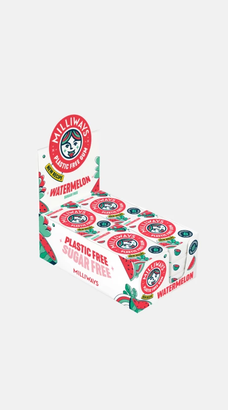 Milliways Plastic Free Chewing Gum watermelon box 2